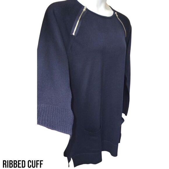 JEANNE PIERRE Women's Dark Blue Super Soft Cotton Mini Sweater Dress SIZE XL - Picture 5 of 14